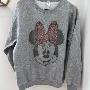 Leopard Bow Minnie Mouse Crewneck Sweater